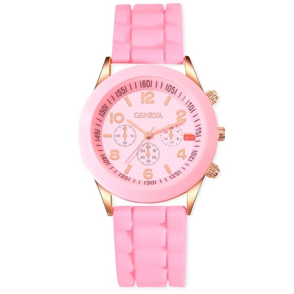 Mode Damklockor Elegant Damklänning Quartz Watch Lyx Dam Rosa Silikon Jelly Armbandsur Flickor Presenter Reloj Mujer Pink