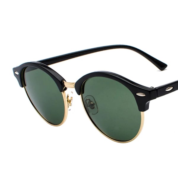 SIMPRECT Polarized Solglasögon Dam UV-skydd Runda solglasögon Män Lyxmärke UV400 Högkvalitativa solglasögon för kvinnor Gold-Dark Green In picture