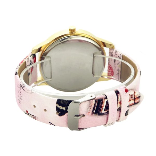 Mode Damklockor Kvinnor Printed Watch Lyx Casual Quartz Läder Watch Mode Kvinnlig Klänning Klockor Relogio Rose