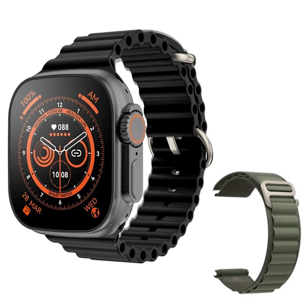 Smart Watch Ultra 8 NFC GPS Track 49mm Herr Dam Smartwatch Series 8 Termometer BluetoothCall Vattentät Sport För Apple BlackHY Green NL