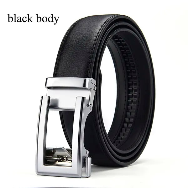 [LFMB]Ko äkta läder herrbälte kohudsrem för manlig spärr automatiskt spänne bälten för män brunt kroppsbälte ne809-black 100cm