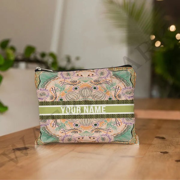 Anpassa namn Kosmetikväska Anpassad mode Leopard Blomma Resor Kosmetisk Organizer Damsminkväska Design Lyxväska påse Silver