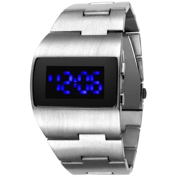 Mode Led Digital Watch Herr Nilitary Sportklockor Svart Rostfritt Stål Big Wrist Multifunktion Elektroniska Armbandsur Herr black blue