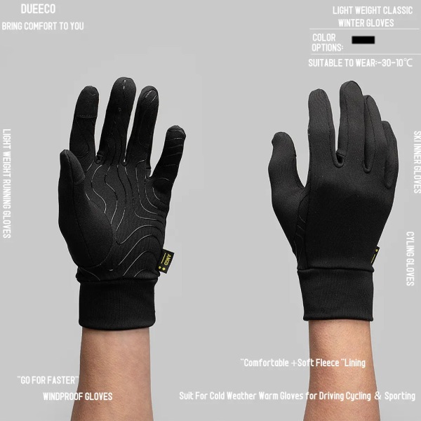 ANGO Vinterhandskar för män Kvinnor - Uppgraderad pekskärm Kallt väder Thermal Varm cykelhandske för löpning Körning Vandring black L