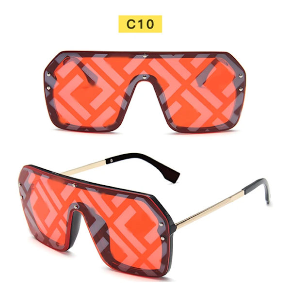 Klassiska retro överdimensionerade solglasögon solglasögon för kvinnor Spegelglasögon herr/kvinnor Lyxdesign unisex stor båge dam solglasögon F RED Other