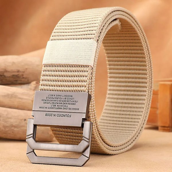 Män Casual Tyg Taktisk Webbing Bälten Nylon Canvas Jeans Bälte Army Midja Hög kvalitet Lyx Designer Military Strap HB009 khaki 120cm