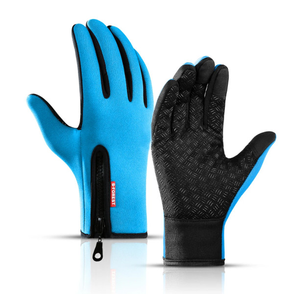 Unisex Sport Pekskärm Vinter Thermal Varma Helfingerhandskar För Cykling Cykel Cykel Skidor Utomhus Camping Vandring Motorcykel Sky Blue L