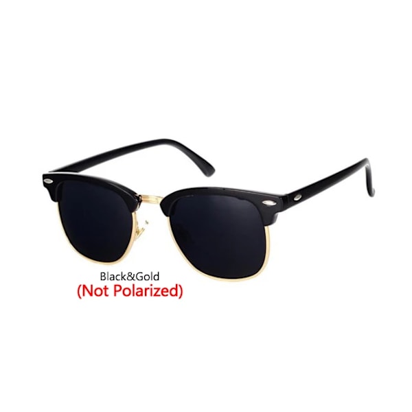 LeonLion Polarized Semi-Rinless Solglasögon Dam/Her Polarized UV400 Classic Brand Designer Retro Oculos De Sol Gafas C12 Black Gold