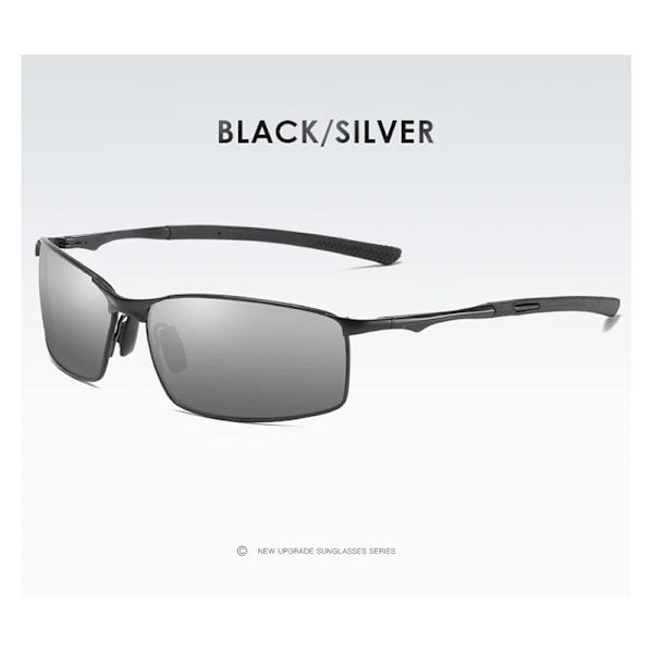 BOOROOT Polarized Solglasögon Män Dam Legering Solglasögon Modedesign UV400 Outdoor Driving Spegel Solglasögon Black Frame-Silve Zipper Glasses Case