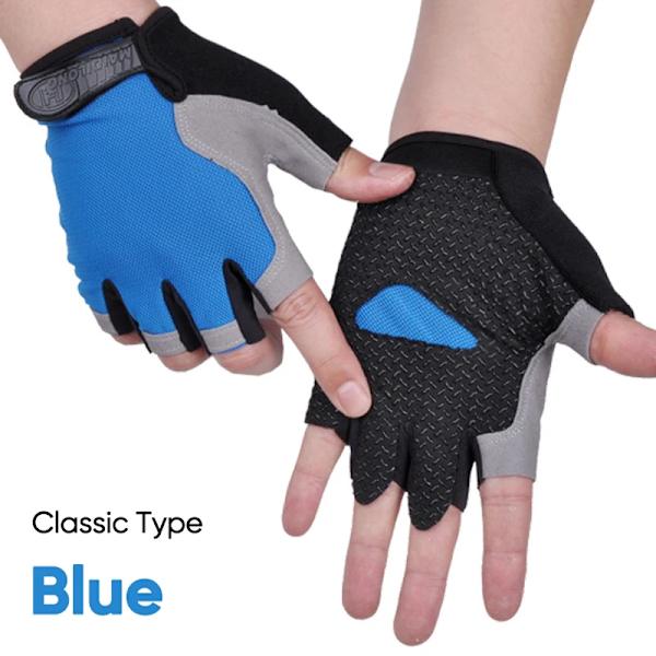 Cykelhandskar för barn Halvfinger Barn Cykelhandskar Barn Halksäkra Andningssporthandskar för pojkar Flickor Ridutrustning Glove Blue Classic M