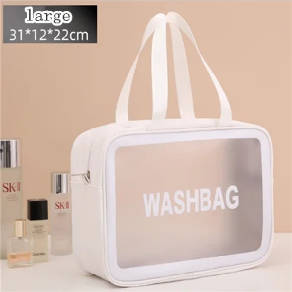 Kvinnor Bärbar Resetvättväska Kvinna Transparent Vattentät Makeup Förvaringspåse Stor kapacitet Kosmetisk Organizer Case Large white