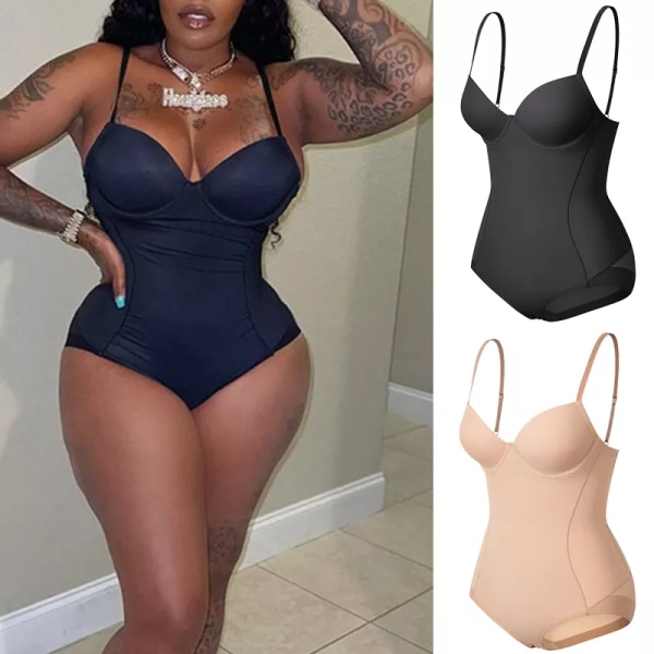 Body Shapewear Bodysuit Med Cup Kompression Shapers För Kvinnor Magslida Waist trainer Reduktiv Bantning Underkläder Korsett Black L