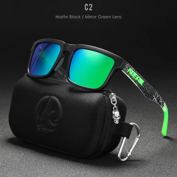 2022 nya KDEAM Ken Block polariserade solglasögon män fyrkantiga solglasögon reflekterande beläggning Spegellins UV400 märke med case C2 with B18 Case