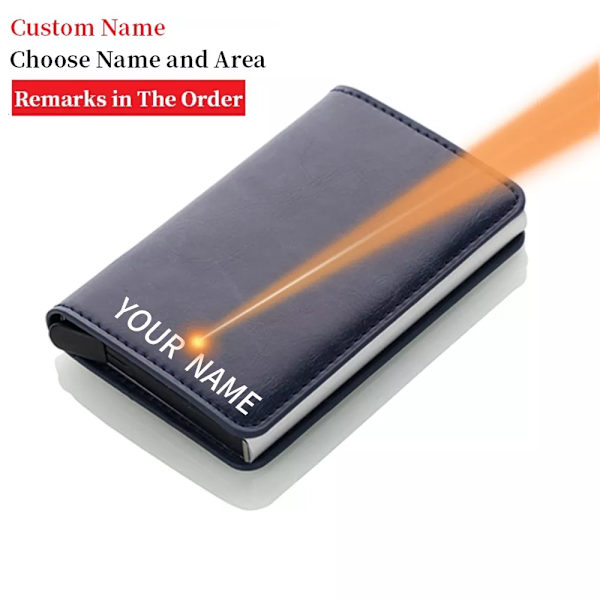 Ny unisex kreditkortshållare PU-läderblockerande Rfid-plånbok Herr ID-korthållare Säkerhetsinformation Case Plånbok Name-Dark blue