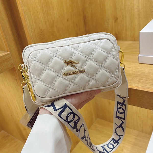 Dammode Axelväska Nytt mjukt läder Casual Cross Body Lyxdesign Dam fyrkantig väska Plånbok Mobiltelefonväska Beige