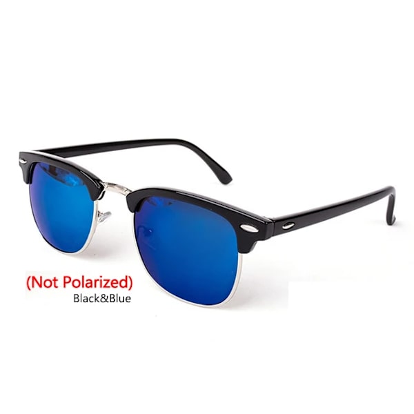 LeonLion Polarized Semi-Rinless Solglasögon Dam/Her Polarized UV400 Classic Brand Designer Retro Oculos De Sol Gafas C6 Black Blue