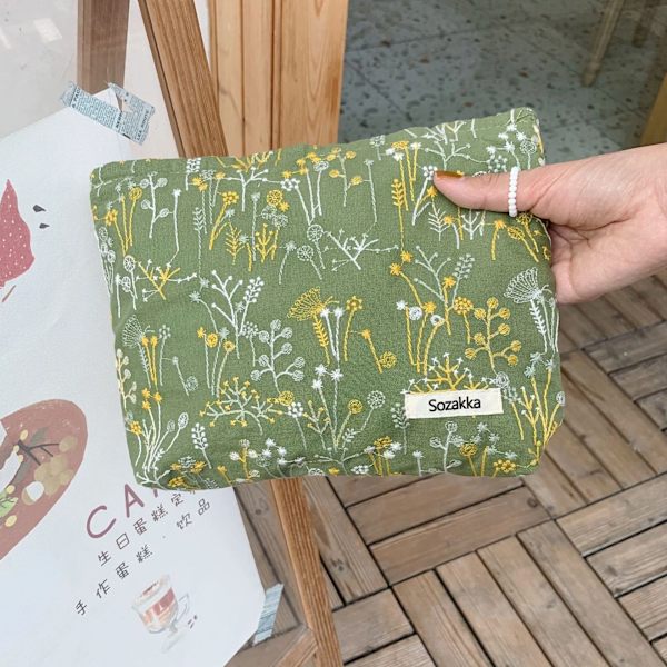 Stor Kvinnor Blommig Kosmetikväska Blommor Sminkväska Resesmink Case Organizer Kvinnlig Handväska Clutch Handväska Dragkedja E