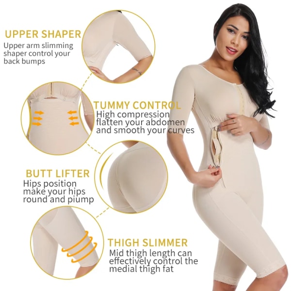 Body Shapewear för kvinnor efter operation Kompressionsplagg Fast kontroll Kroppsformare Waist trainer Slimmande underkläder Black L