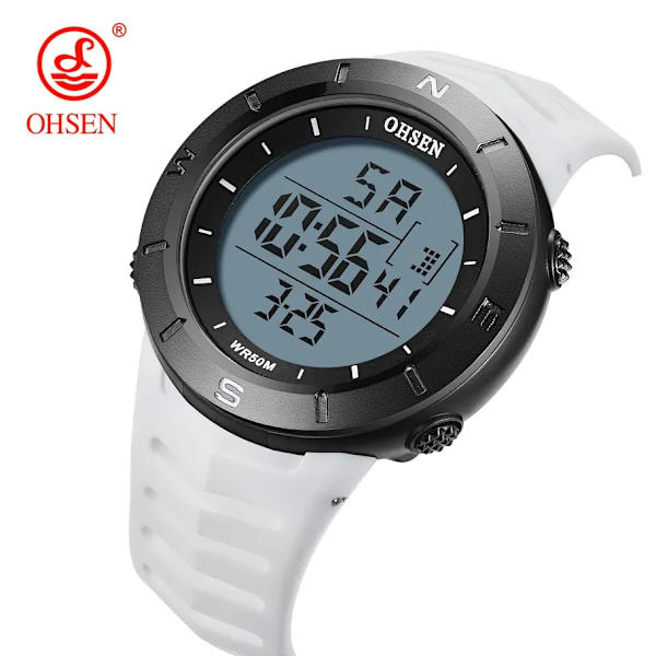Digital watch Militär Vattentät Sport Märklockor Gult band 50M Dykning Mode Elektroniskt armbandsur Taktiska manklockor White watch