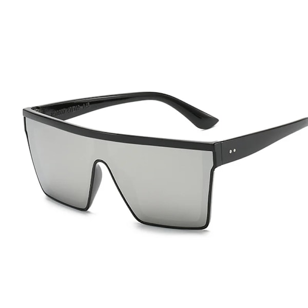 Överdimensionerade solglasögon Kvinna Stor Båg Fyrkantig Gradient Lens Solglasögon Kvinna Man Vintage Märke Klara spegelskärmar Oculos Black Silver