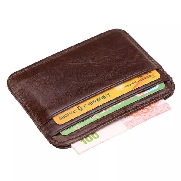 Nyankomst Vintage mäns kreditkortshållare i äkta läder Liten plånbok Pengarväska ID- case Miniväska för män Orange