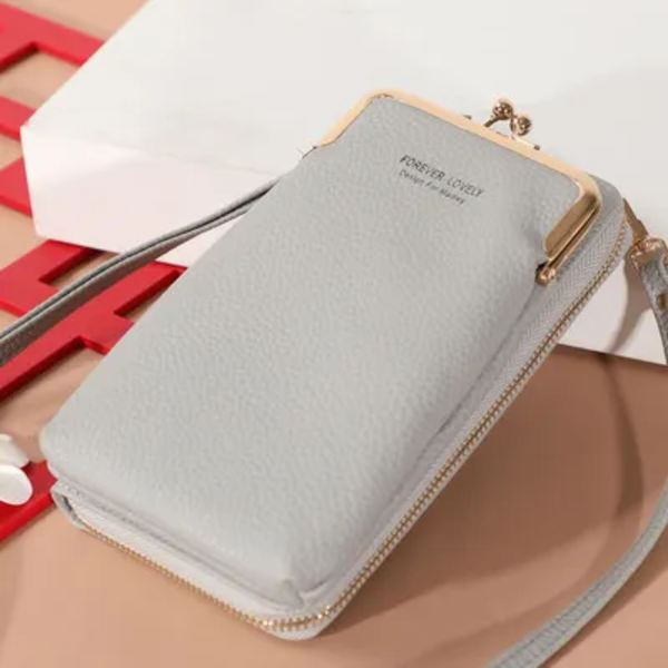 Mode små handväskor Crossbody-väskor Kvinnor Mini PU-läder Axelremsväska För GirlBolsas Damtelefonväska Blixtlåsflik Gray