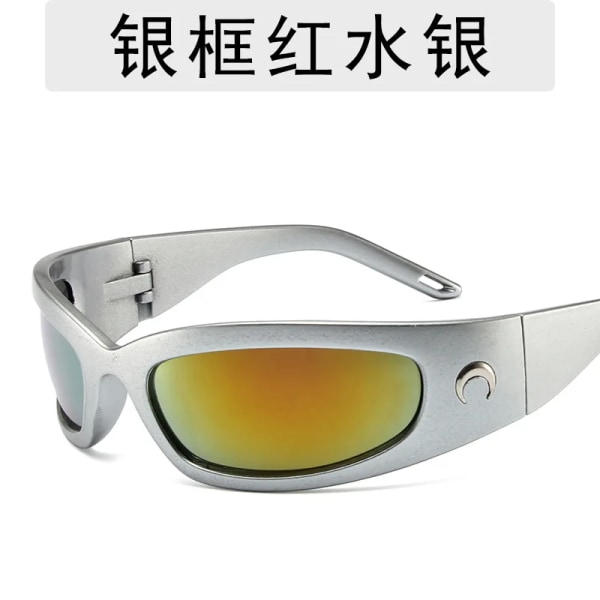 2023 New Moon rektangulära solglasögon för kvinnor Man Vintage Utomhuscykling Sport Hip Hop Punk Solglasögon UV400 Trend Kvinna C8
