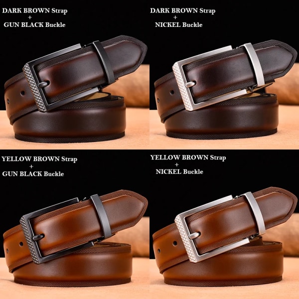 Äkta läder för män Högkvalitativa silverspänne jeans Bälte Cowskin Casual Bälten Business Bälte Cowboy midjeband DBrownStrap Nickel 110cm