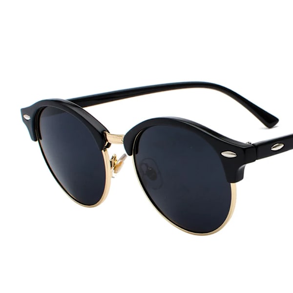 SIMPRECT Polarized Solglasögon Dam UV-skydd Runda solglasögon Män Lyxmärke UV400 Högkvalitativa solglasögon för kvinnor Gold-Black In picture