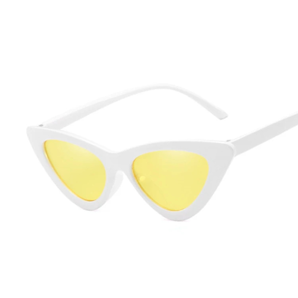 Sexiga Cat Eye Solglasögon Kvinna Märke Designer Spegel Svart Triangel Solglasögon Kvinnliga Linsskydd för Dam Glasögon UV400 WhiteYellow