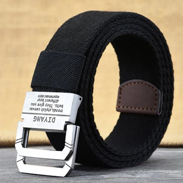 Vår och höst Ungdom Dubbelring Spänne Färgmatchning Justerbar längd Jeans Canvas Dam- och Herrbälte Type 1 100cm