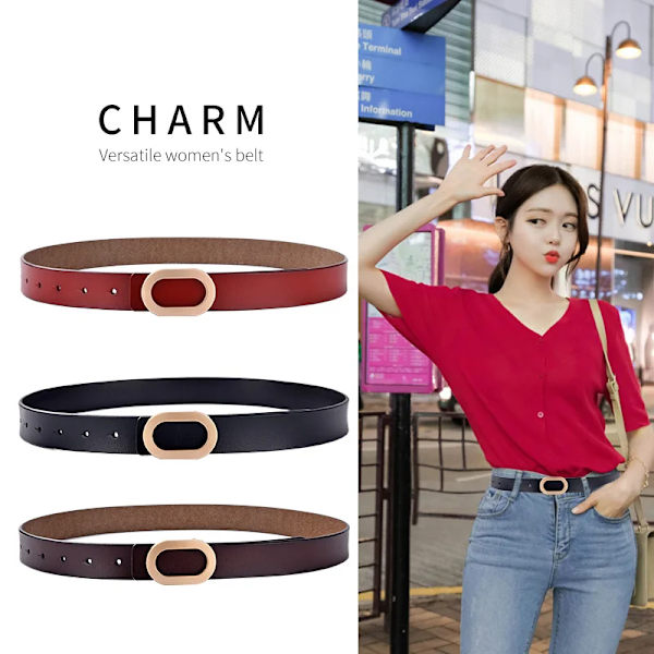 2021 nya bälten för kvinnor äkta läder lyxiga designerjeansbälte Dam midjeband Mode fyrkantigt metall spänne bälte dam svart caramel colour 110cm