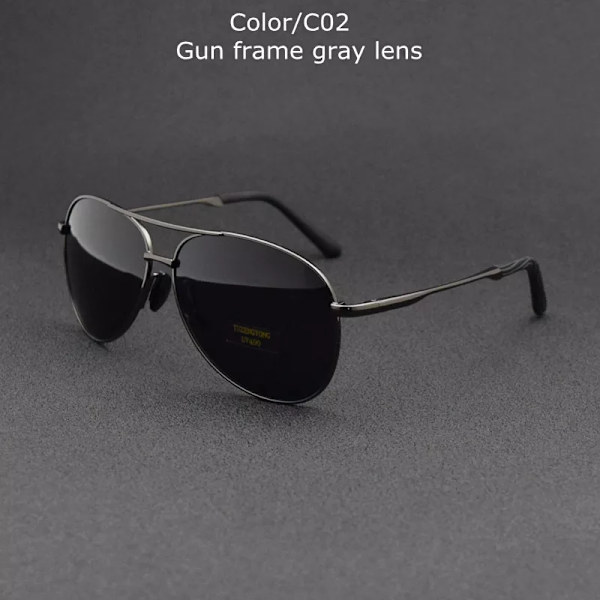 TUZENGYONG 2023 Brand Alloy Herrsolglasögon Polarized UV400 Lens Solglasögon För Herr Pilotglasögon Oculos de sol Hög kvalitet T8013 C02 no box