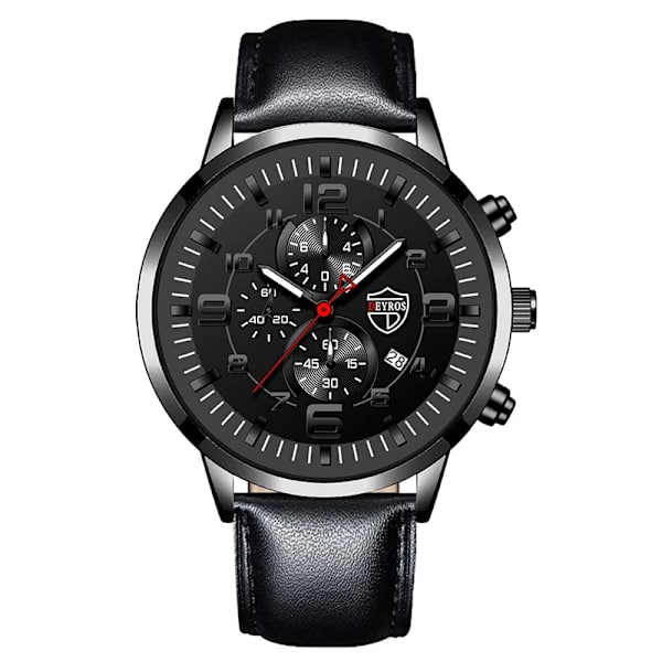 Herrklockor Rostfritt stål Läder Quartz Armbandsur Man Business Watch Watch Datum Lysande Man Casual Armband Klocka As shown 6