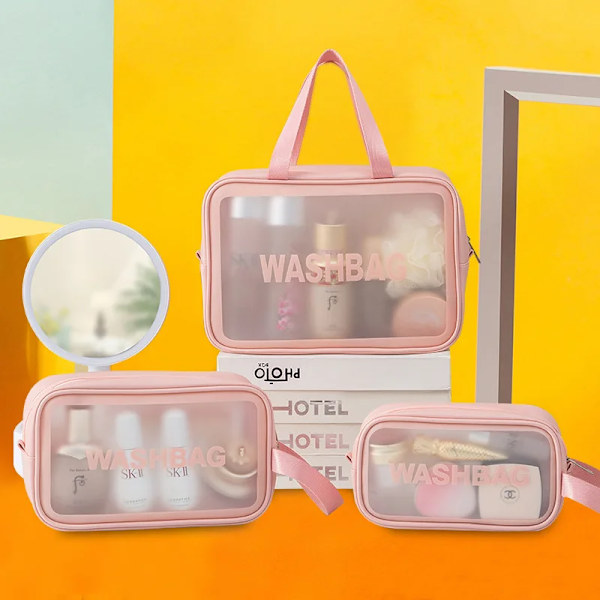 Sminkväskor Organizer Sminkväska Pvc Pu genomskinlig påse Bulk Transparent Rosa Vit Kosmetiska väskor och fodral white-s