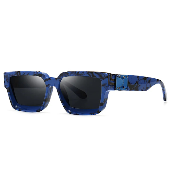 SHAUNA Retro Square Solglasögon UV400 Blue leopard grey as the picture