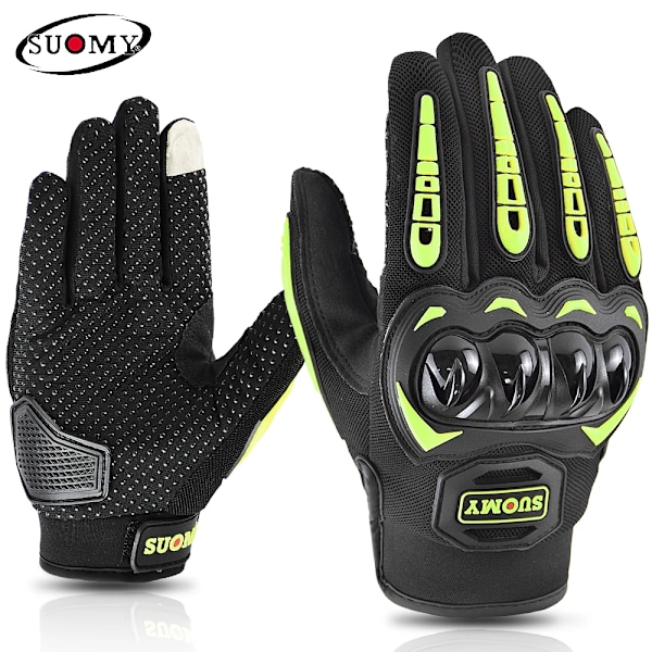 Sommar Motorcykelhandskar Hel Finger Motocrosshandskar Pekskärm Körning Mtb Moto Handskar För Dödskalle Brittisk Flagga Turnering Karta Green-Suomy XS