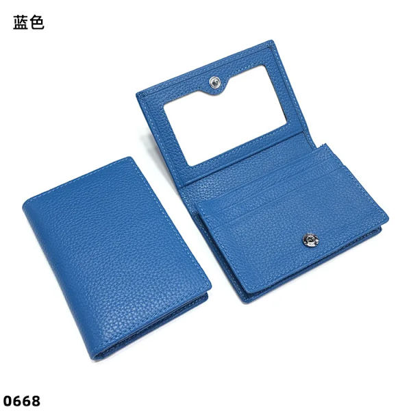 Visitkortshållare Dam Bifold Läder Kreditkortsfodral Case Anpassad Män Ko Äkta Läder blue