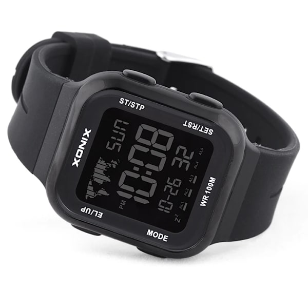 Herr Dam Dubbeltid Watch Multifunktion Digital watch 5 grupper av larm Vattentät 100m Simning Dykning Armbandsur DAP-003