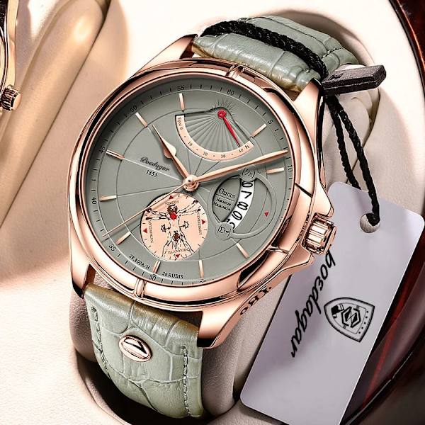 Schweiziskt märke POEDAGAR Sport Watch 2022 New Fashion Big Dial Armbandsur Luxury Waterproof Calendar Quartz Läder Watch Blue Gray Leather