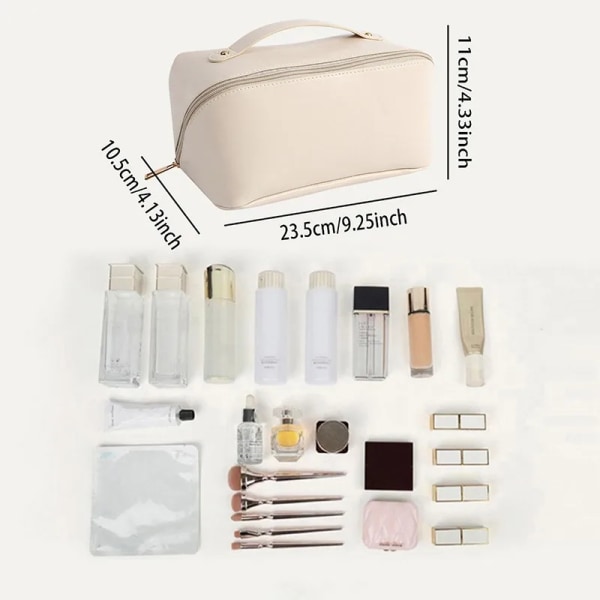 Ny stor kosmetisk väska för kvinnor Läder Smink Organizer Toalettpaket Väskor Dam Smink Tillbehör Case Förvaring Quality upgrade-08