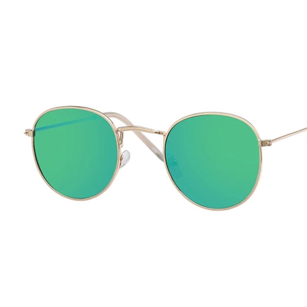 Ny märkesdesigner vintage ovala solglasögon kvinna retro glasögon med klar lins Runda solglasögon för kvinnliga damer Oculos De Sol Gold Green
