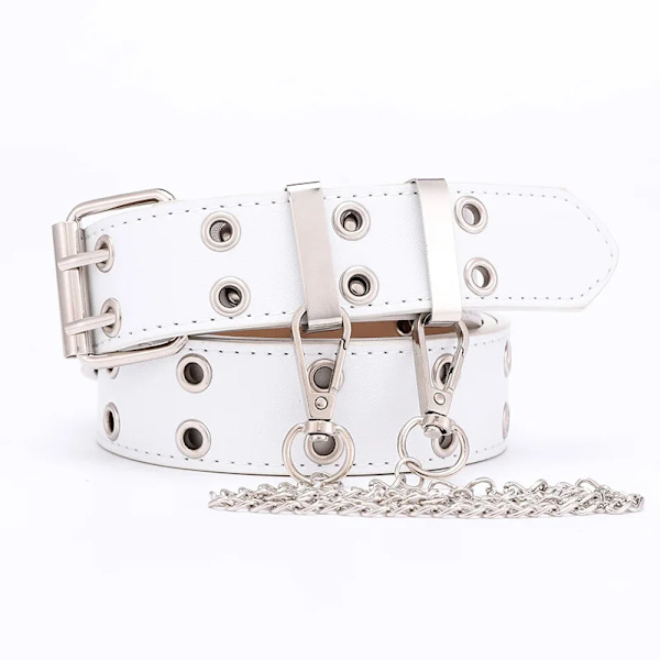Nytt lyxklöver bälte i äkta läder Dammode Cowsikn Gold Spänne Retro Bälten Dam Jeans Klänning Midjeband 2022 White 110cm X 1.5cm