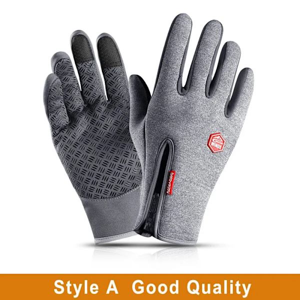 Pekskärm Vinter Thermal Varm Cykling Cykelhandskar Cykel Skidor Utomhuscamping Vandring Motorcykelhandskar Sport Helfinger A Grey XL