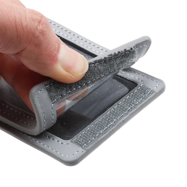 Vikbar läderkorthållare med nyckel-ID-tagg Busskort- cover Personal Case för företagsanställda arbetare no folding-black