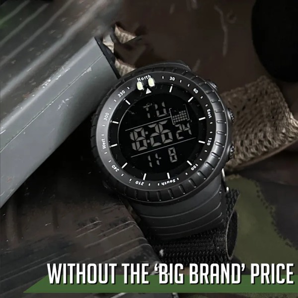 SANDA Brand Herr Kronograf Watch Mode Man LED Digital Vattentät Klocka Militär Armbandsur relogio masculino Black