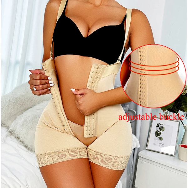 Underbyst Bodysuits Tummy Control Trosor Body Shaper Avtagbar rem High Waist Trainer Öppen gren Kort Butt Lifter Shapewear apricot bodysuits XS