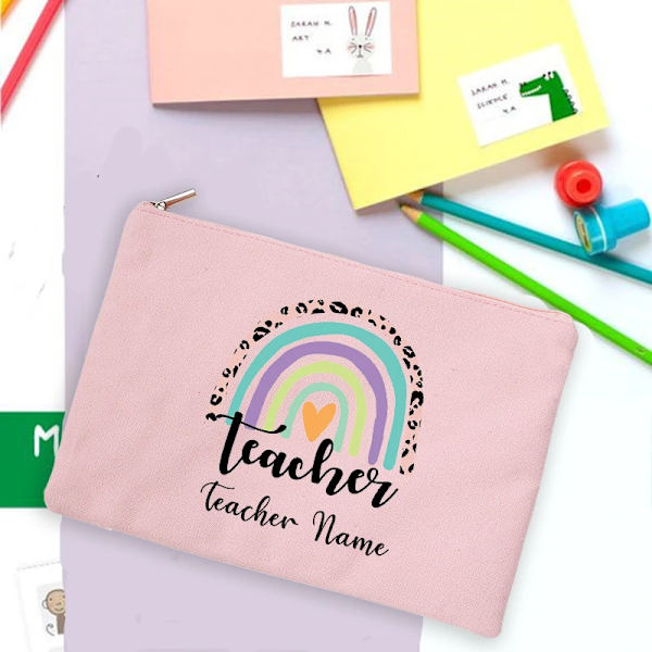 Rainbow Teacher Print Case Personligt anpassat namn Brevpapper Tillbehör Förvaringspåsar Resetvättpåse Sminkväska Presenter design 1(.221)