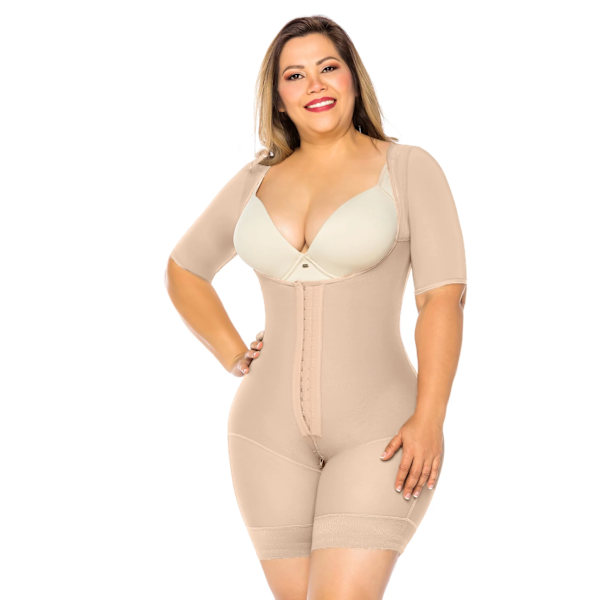 Fajas Reductoras Y Modeladoras Mujer med ärmar Colombianas Ropa Interiör Femenina Postpartum Postpartum Korsett Femme Bantning Khaki XXL