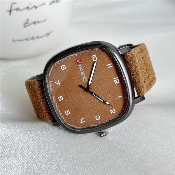 Märke Watch Ungdom Watch Vintage fyrkantig urtavla Läderbälte Armbandsur Casual Män Kvinnor Presentklocka BK